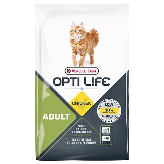 Сухий корм для котів з куркою та лососем Opti Life Adult, 2.5 кг