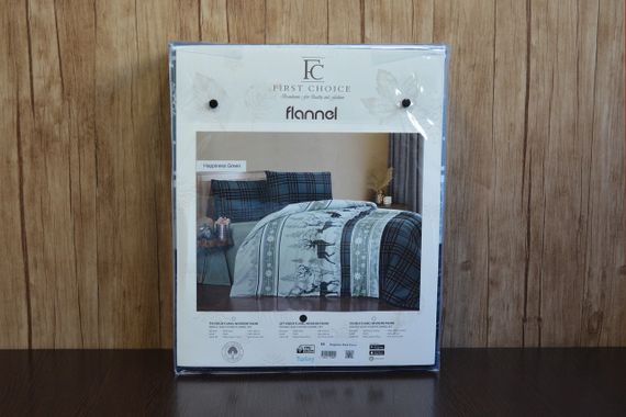 Комплект постельного белья First Choice Flanel 200×220 см Happiness Green | Зображення 1