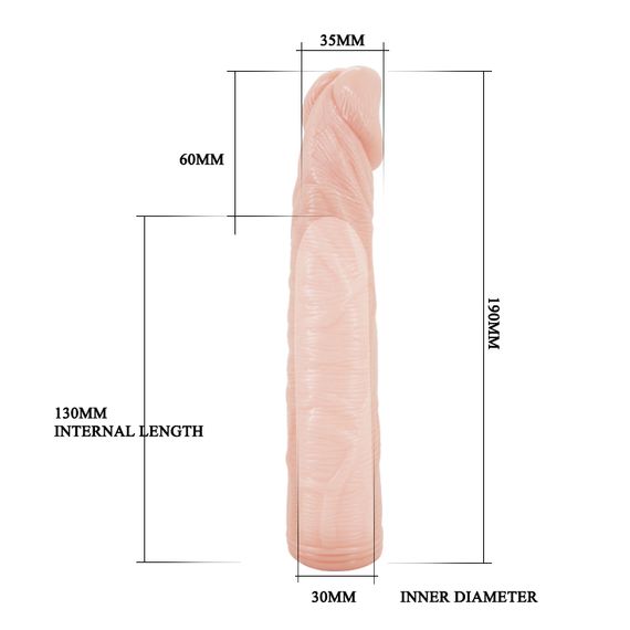 Насадка на член - Penis Extended Sleeve, Elastic TPR Material | Зображення 1