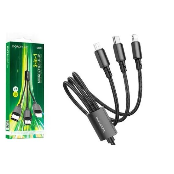 Кабель Borofone BX72 3-in-1 charging cable(iP+Type-C+Micro) | Зображення 2