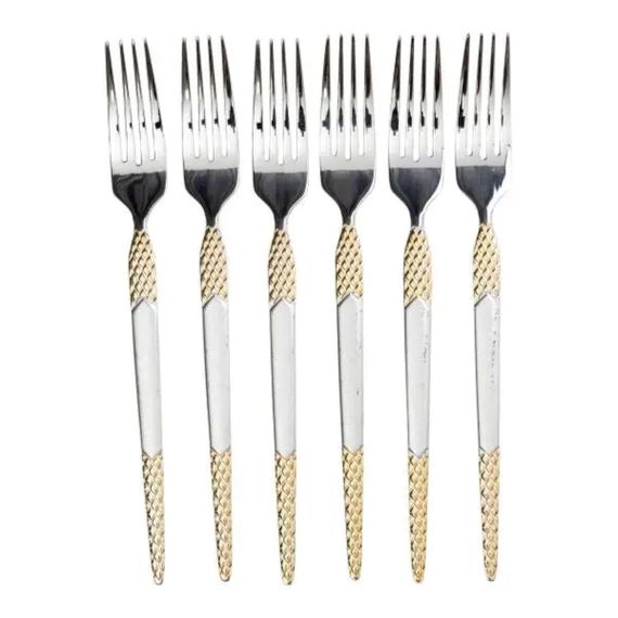 Набор столовых вилок 6 штук вилка из нержавеющей стали 21 см Серебро с золотом HP-20-38