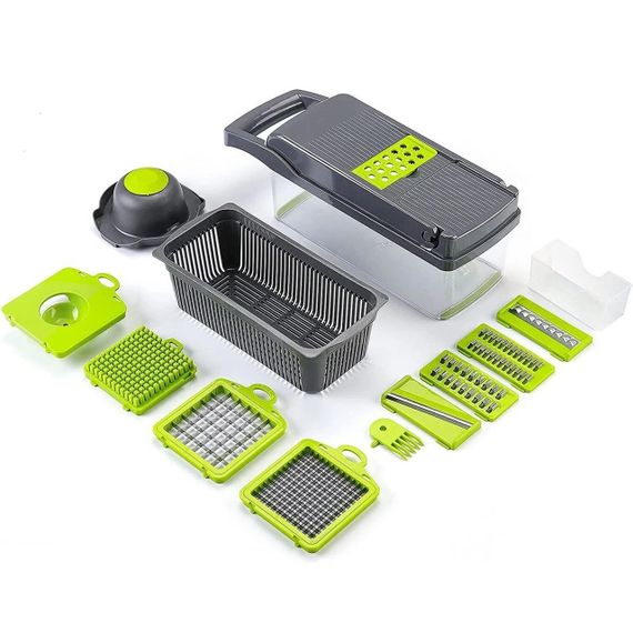 Многофункциональная овощерезка 14в1, с контейнером, HA-347 / Ручной мультислайсер для нарезки овощей и фруктов | Зображення 9