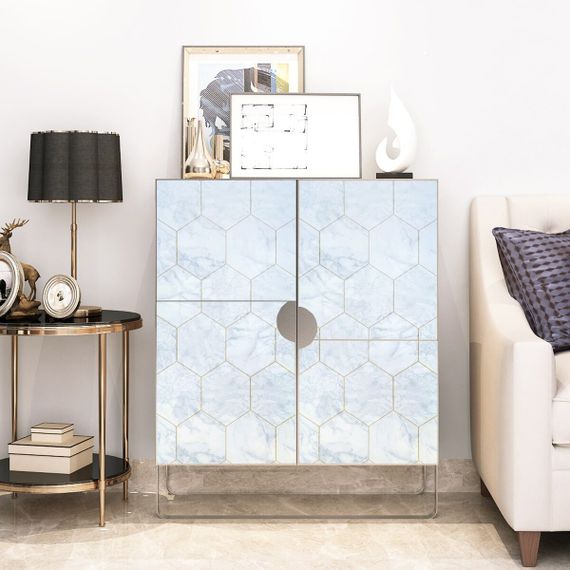 Самоклеюча плівка 0,45х10м х 0,07мм Малахітовий мармур золоті соти SW-00001214 | Зображення 4