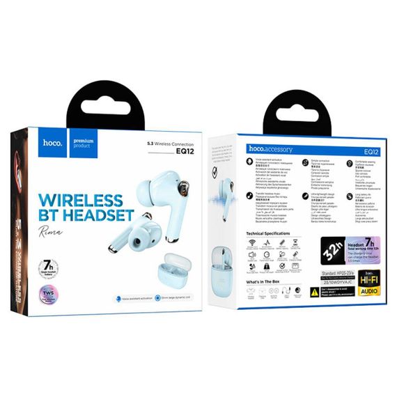 Навушники HOCO EQ12 Rima true wireless BT headset Blue | Зображення 2