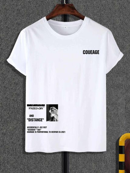 Футболка мужская с принтом повседневная XL Белая