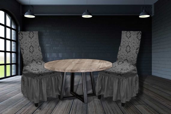 Чехлы на стулья Damask с юбкой, серые