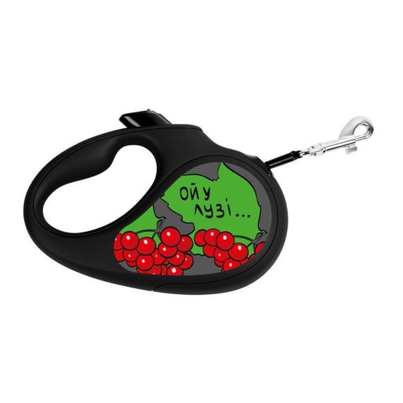Рулетка для собак Waudog R-Leash M с рисунком "Калина", лента, 5 м