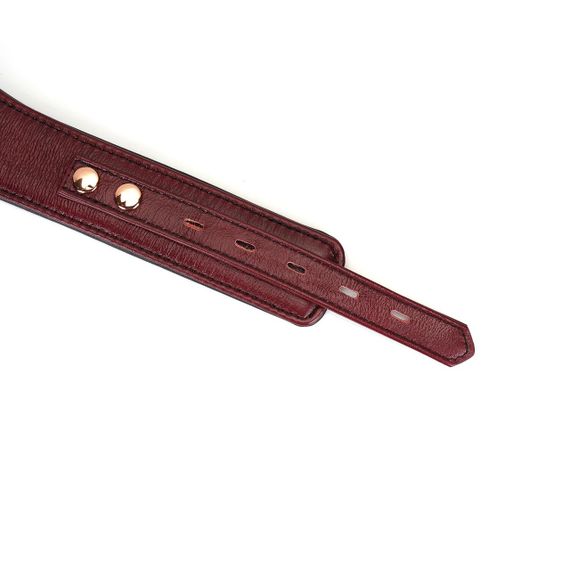 Шкіряний нашийник з повідцем Liebe Seele Wine Red Curved Collar, замок-сердечко Sex Aura | Зображення 6