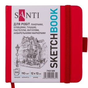 Скетчбук для малювання Santi 743189 12х12 см 100 аркушів червоний