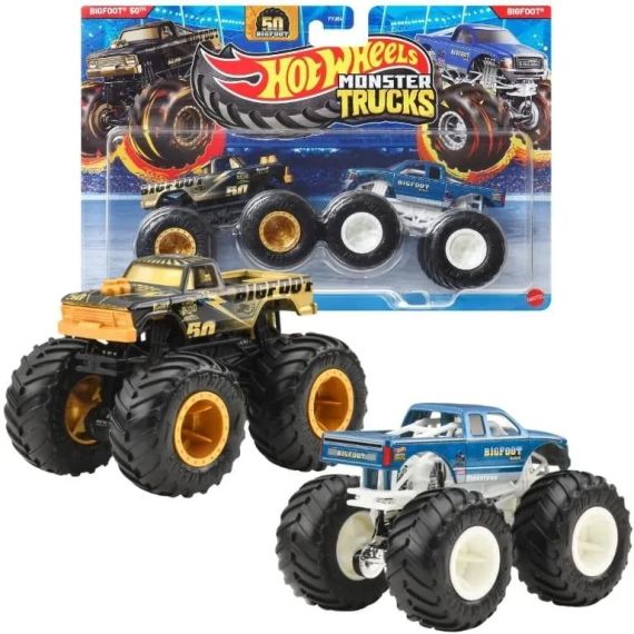 Подарунковий набір 2 монстр-траки Хот Вілс Оригінал Hot Wheels Monster Trucks Bigfoot 50th vs Bigfoot | Зображення 1