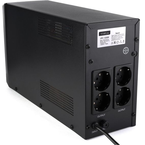 Пристрій безперебійного живлення Vinga LCD 1200VA metal case (VPC-1200M) | Зображення 5