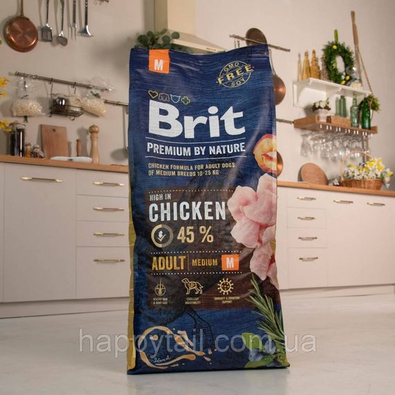 Корм Brit Premium by Nature Adult M для взрослых собак средних пород, курица, 15 кг | Зображення 5