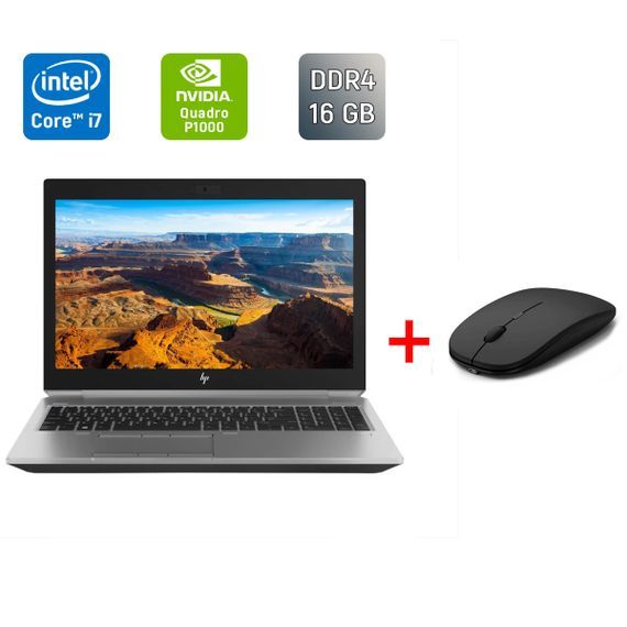 Мобільна робоча станція Б-клас HP ZBook 15 G5 / 15.6" (1920x1080) IPS / Intel Core i7-8850H (6 (12) ядра по 2.6 - 4.3 GHz) / 16 GB DDR4 / 256 GB SSD / nVidia Quadro P1000, 4 GB GDDR5, 256-bit / WebCam / USB Type-C б/в + Подарунок Бездротова миша / USB