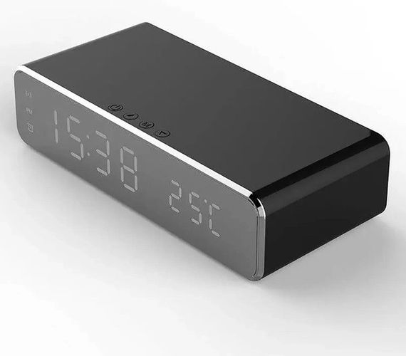 Беспроводная зарядка с LED часами Fast wireless charger&clock 10W черная | Зображення 2