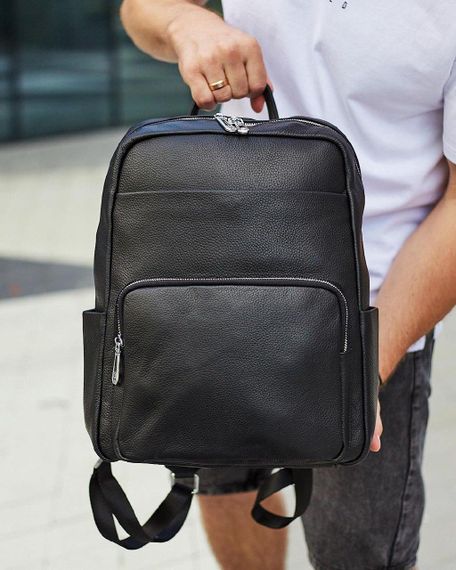 Чоловічий шкіряний рюкзак для ноутбука і подорожей чорний Tiding Bag 59331 | Зображення 2