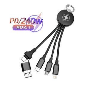 Кабель-брелок 3 в 1 USB для швидкого заряджання 5 A Type-C Lightning Micro USB