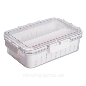 Контейнер для їжі з 2 відсіками 23.5х17х7 см судок для їжі пластиковий 1.4 л Білий HP-27-11