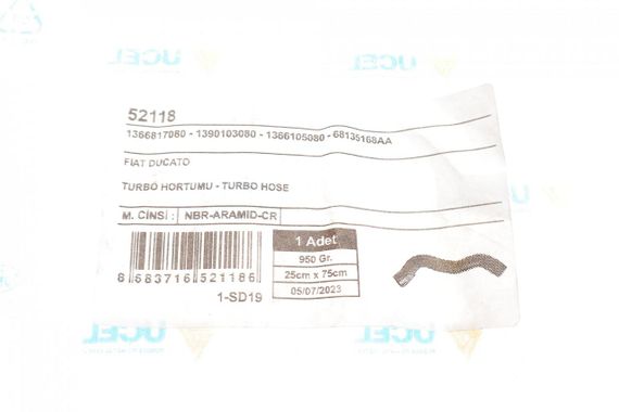 Патрубок інтеркулера R Fiat Ducato 2.3JTD 06- 52118 | Зображення 1