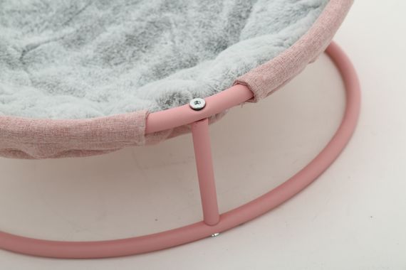 Складаний лежак для домашніх тварин MISOKO Pet bed round plush, 45x45x22 cm, pink | Зображення 2