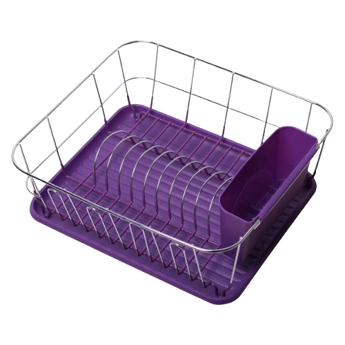 Сушарка для посуду з піддоном 37*33*13,5см хром.сталь/пластик фіолетовий 0763C KAMILLE