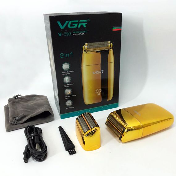 Професійний шейвер VGR V-399 GOLD, бездротова електробритва, бритва триммер для бороди | Зображення 9