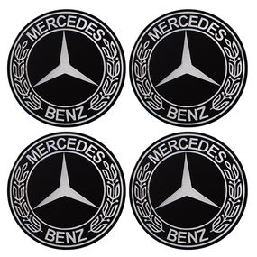 Наклейки на ковпаки "MERCEDES" чорні з колоском, діам. 90 мм (4 шт.)