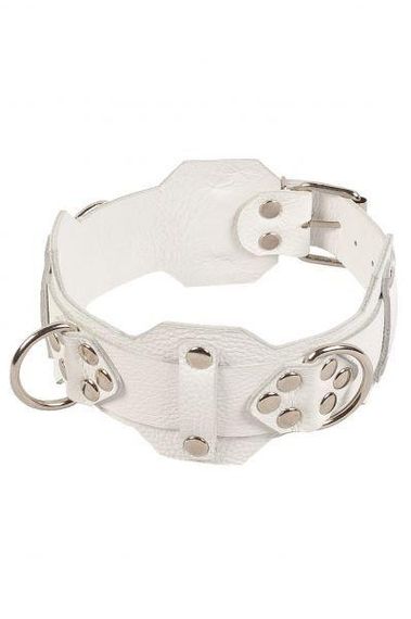 Нашийник VIP Leather Collar, White sexstyle