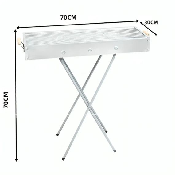 Раскладной мангал переносной 70х70х30см, BARBECUE TRAY 770T, Серебристый | Зображення 7