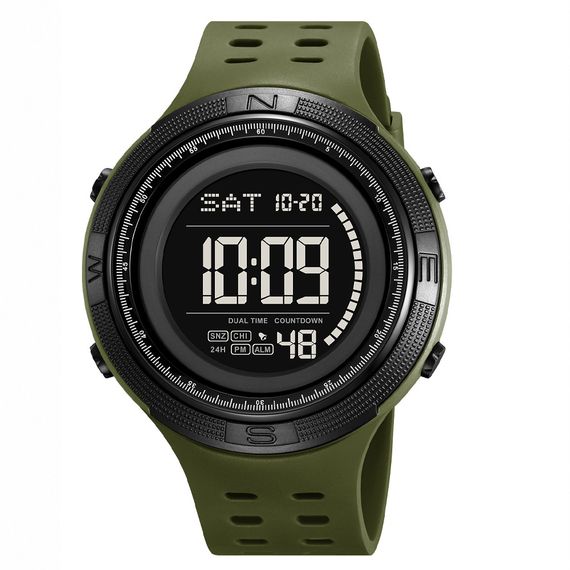 Наручний годинник Skmei 2708AG Army Green мілітарі дизайн та водонепроникний корпус