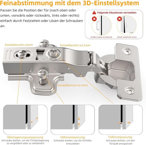 Угловые петли для шкафа с доводчиком комплект 10 шт, с гидравлической пружиной для кухонных гардеробных шкафов | Зображення 4