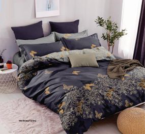 Комплект постельного белья Soft двуспальный 180х220 см Бабочки на черном