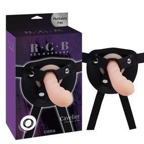 Страпон силиконовый Chisa R.G.B. Cavelier, на трусиках из искусственной кожи, бежевый Sex Aura