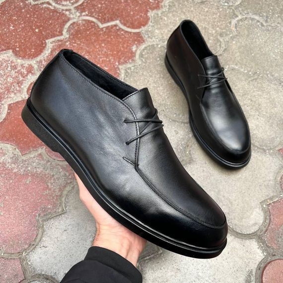 Чорні черевики — лофери утеплені байкою 49 розмір | Зображення 1