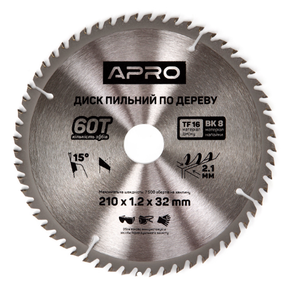 Диск пиляльний по дереву d210мм*32(30)мм 60T New APRO