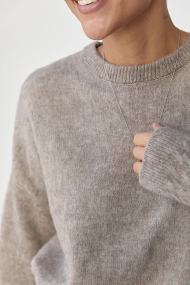 В'язаний теплий джемпер з візерунками косичок - кавовий цвет, ONE SIZE (є розміри) | Зображення 3