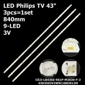 LED підсвітка Philips TV 43" LB43046 V0_02/V0_00 CEJJ-LB430Z-9S1P-M3030-F-2 43D3503V2W9C1B83912M 3шт.