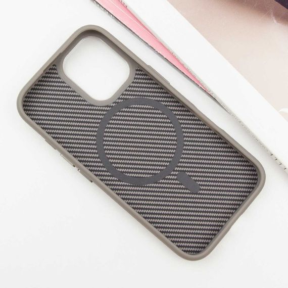 Чохол TPU+PC Carbon with MagSafe для Apple iPhone 16 (6.1") Grey | Зображення 2