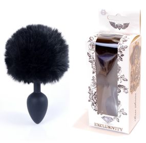 Анальная пробка ( размер S ) с хвостом Boss Series - Silicon PLUG Bunny Tail Black, BS6400100 sexstyle