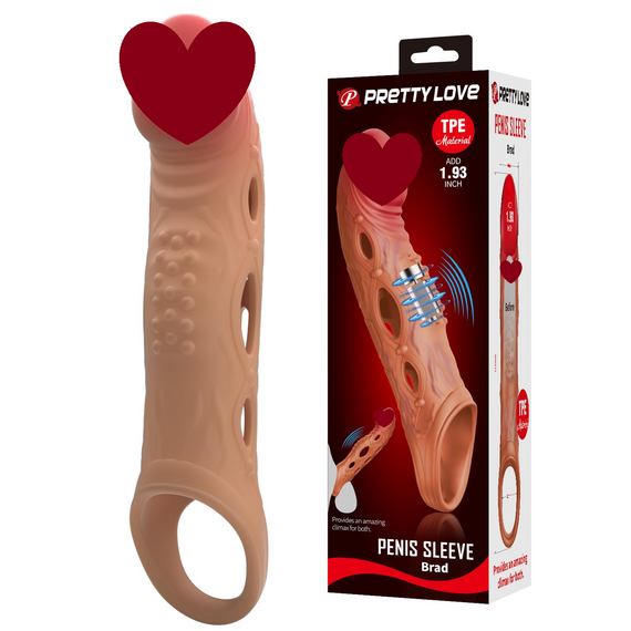 Удлиняющая насадка с вибростимуляцией ( на 4.9 см ) Pretty Love - BRAD Penis Sleeve, BI-026240Z-1 Sex Aura