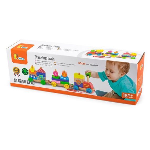 Дерев'яна каталка Viga Toys Поїзд із блоків (50089) | Зображення 1