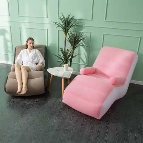 Надувной диван с подлокотниками Inflatable Sofa / Портативное складное кресло для дома, дачи, туризма и отдыха, 140х85х80 см | Зображення 3