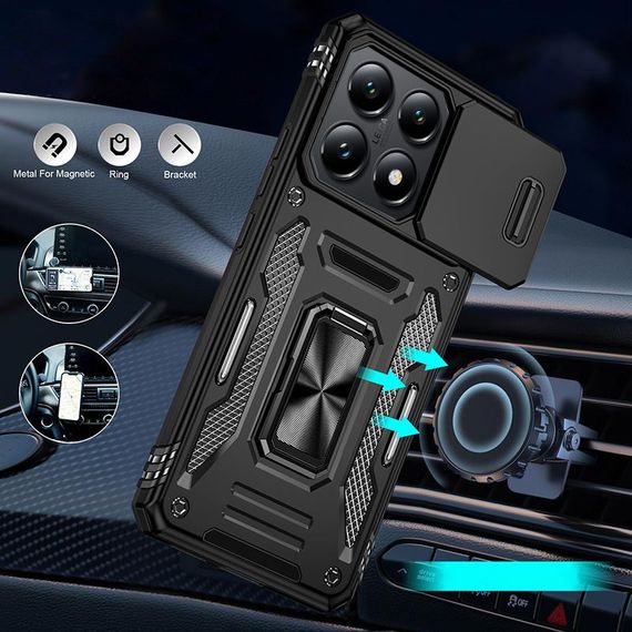 Ударостійкий чохол Camshield Army Ring для Xiaomi 14T Pro Чорний / Black | Зображення 1