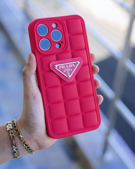Силіконовий чохол з логотипом PRADA для iPhone 13 Pro Max колір Рожевий | Зображення 1