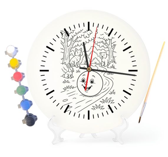 Детский набор для творчества часы-раскраска Колобок (по мотивам народной сказки) 30 см (Г0021)