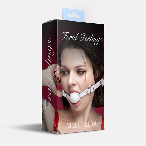 Кляп силіконовий Feral Feelings Silicon Ball Gag White/White, білий ремінець, біла кулька Sex Aura | Зображення 2