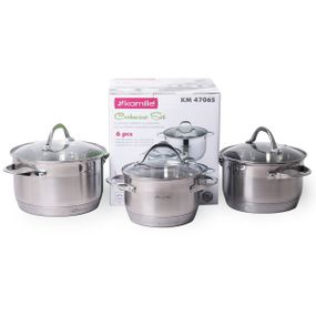 Набір каструль із нержавіючої сталі 6 предметів (1.8л, 2.3л, 3.3л)