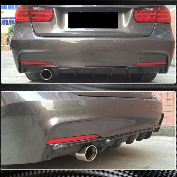Дифузор заднього бампера V3 (для F30 M-Sport, Карбон) для BMW 3 серія F-30/31/34 2012-2019 рр | Зображення 1