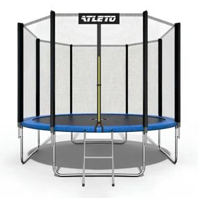 Батут детский Atleto 404 см с защитной сеткой и лестницей для дома и дачи синий 21000200