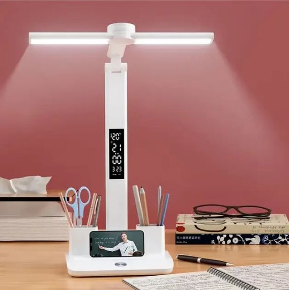 Настільна LED лампа VHG 801S акумуляторна з годинником 6W 800lm 3000-6000K | Зображення 2