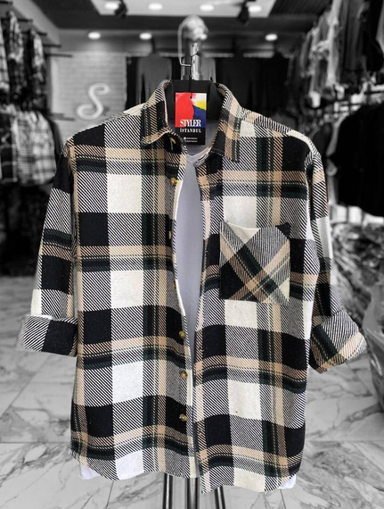 Тепла сорочка Ріо біло-чорний S